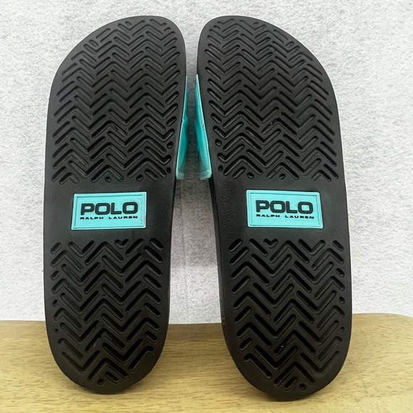 Polo Ralph Lauren Slides Mens Blue Black Spell Out Slide Rubber Sandal Casual 14 - Picture 5 of 6